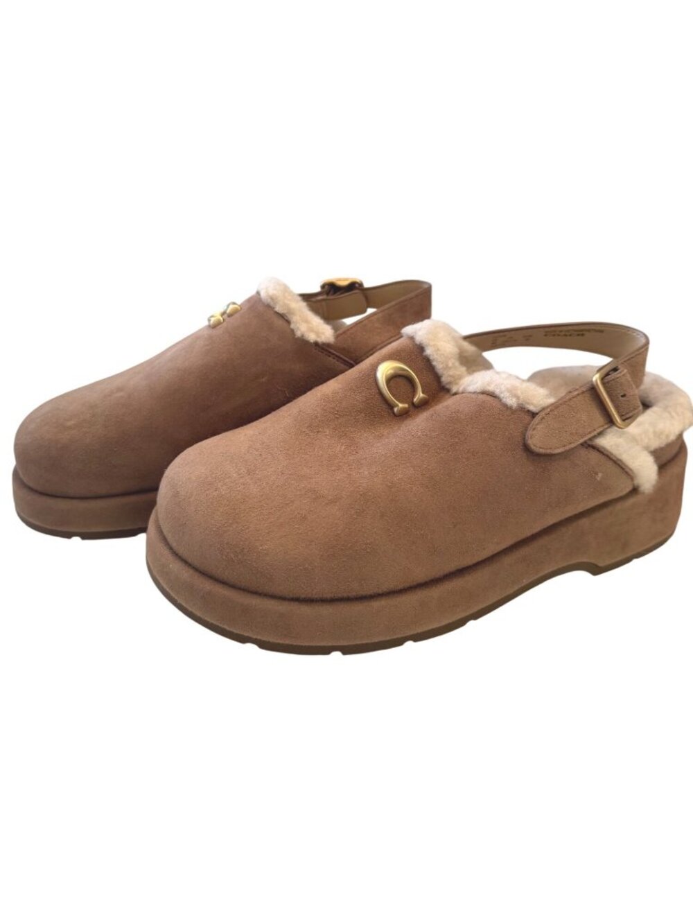 Coach Sculpted C Platform Clog Size 8 Coconut Sherpa Lined EUC Shoes - Picture 9 of 13